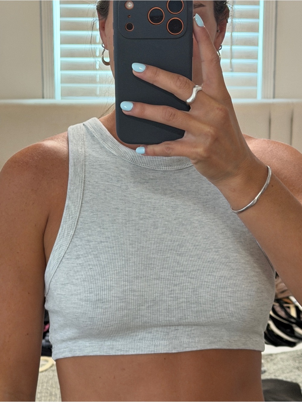 Zara Light Gray Ribbed Crop Tank